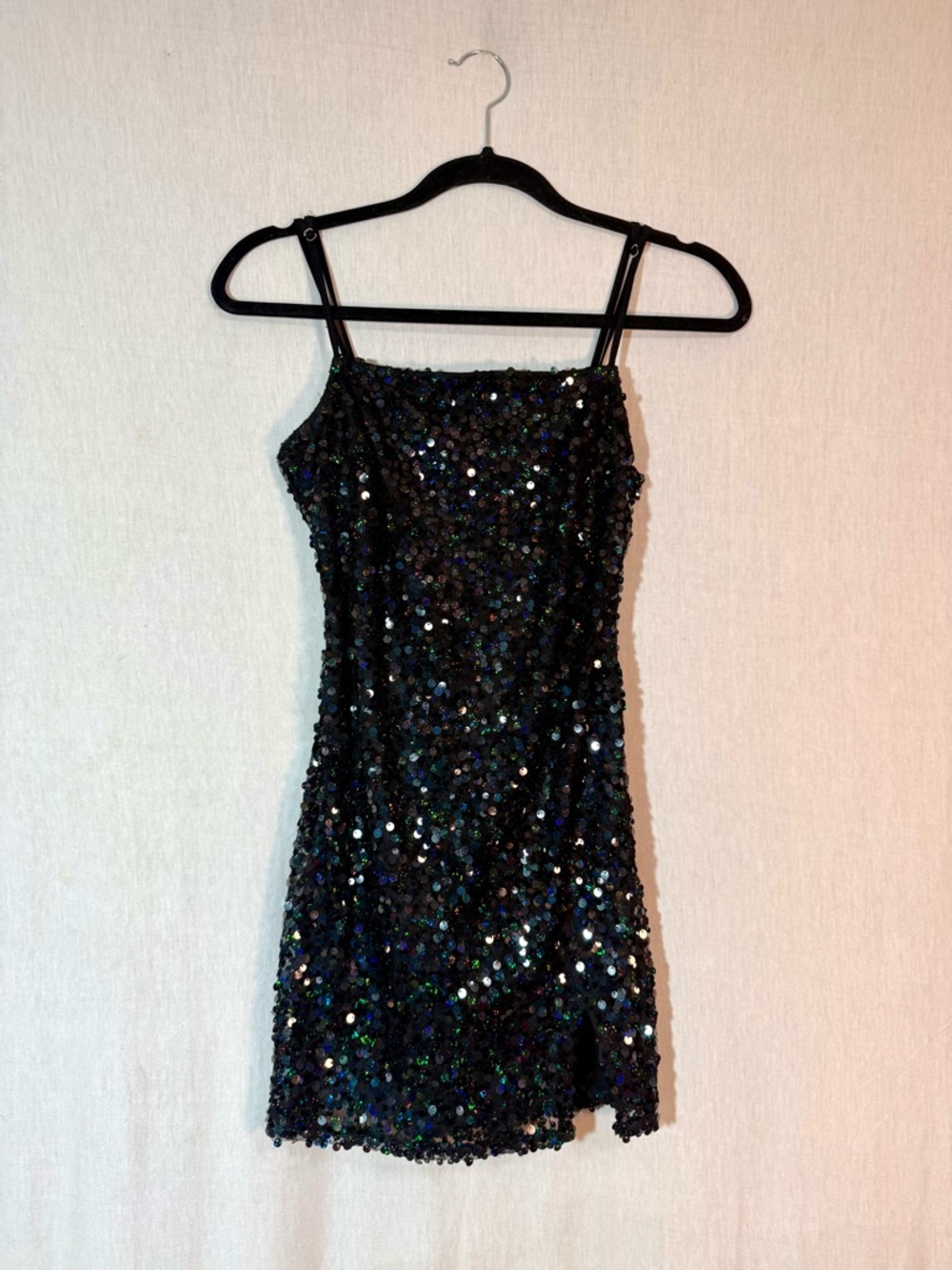 Wild Fable size XS Black Sequin Spaghetti-Strap Mini Dress
